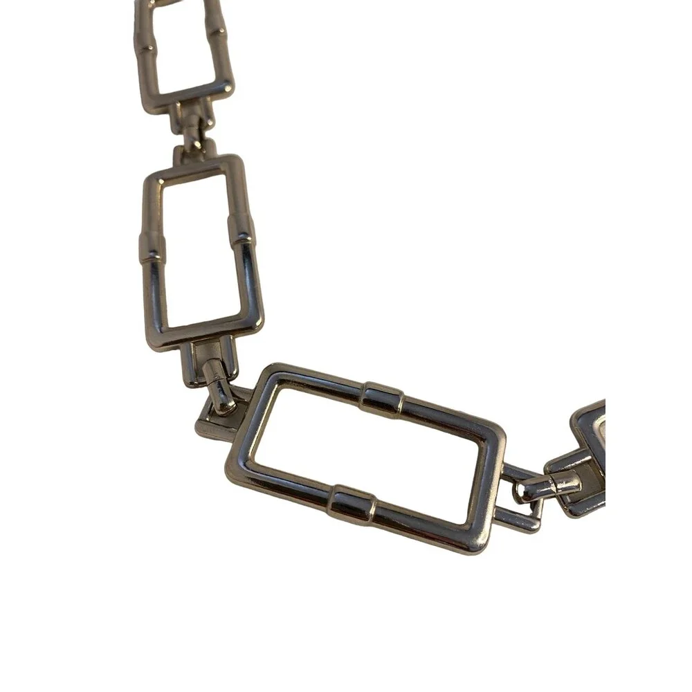 #7823 Silver Metal rectangle links Belt 34x.75 inch adjustable